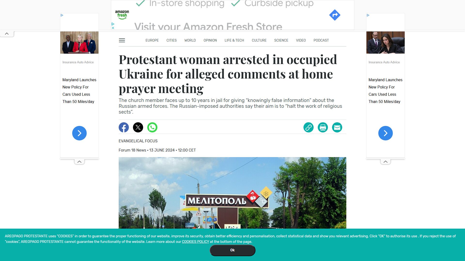 Protestant woman arrested in occupied Ukraine for alleged comments at home prayer meeting, Evangelical Focus