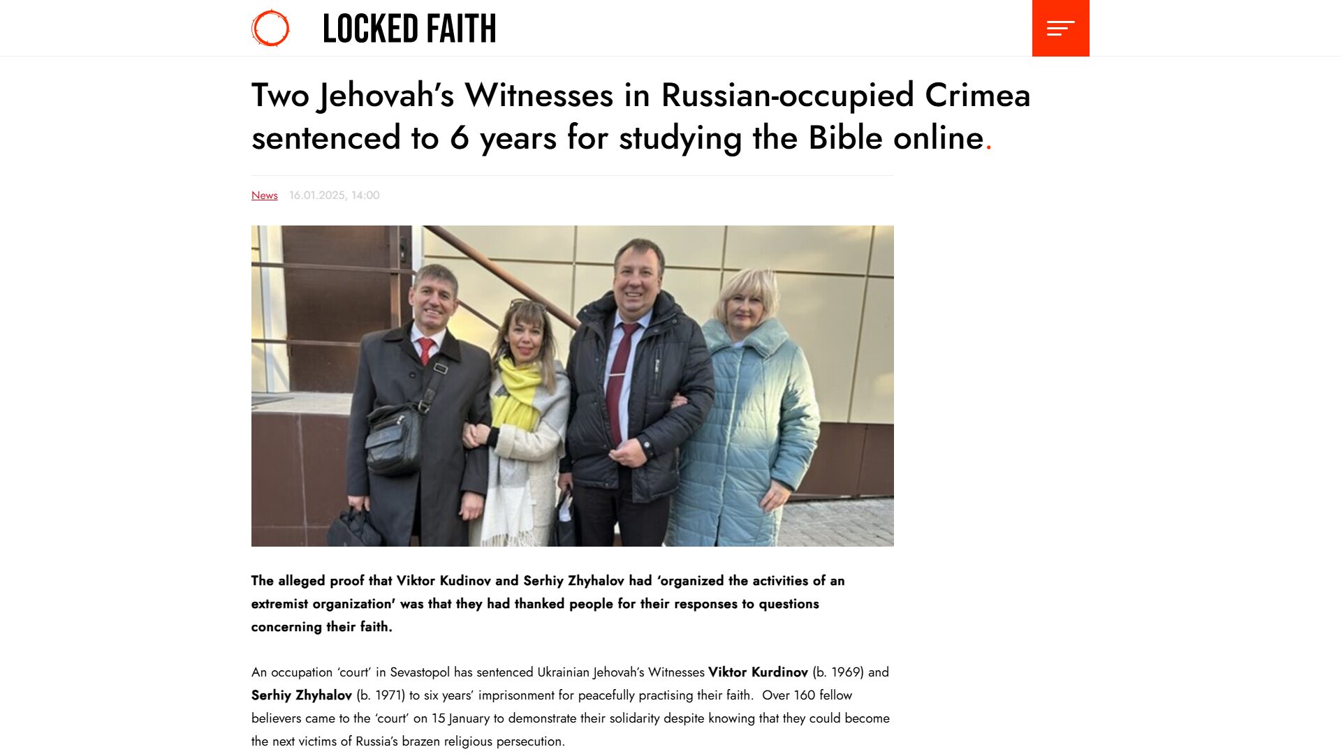 Two Jehovah’s Witnesses in Russian-occupied Crimea sentenced to 6 years for studying the Bible online | Locked Faith