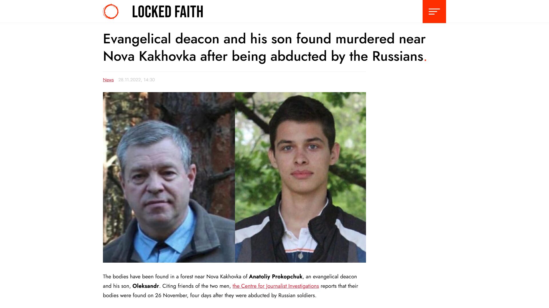 Evangelical deacon and his son found murdered near Nova Kakhovka after being abducted by the Russians | Locked Faith