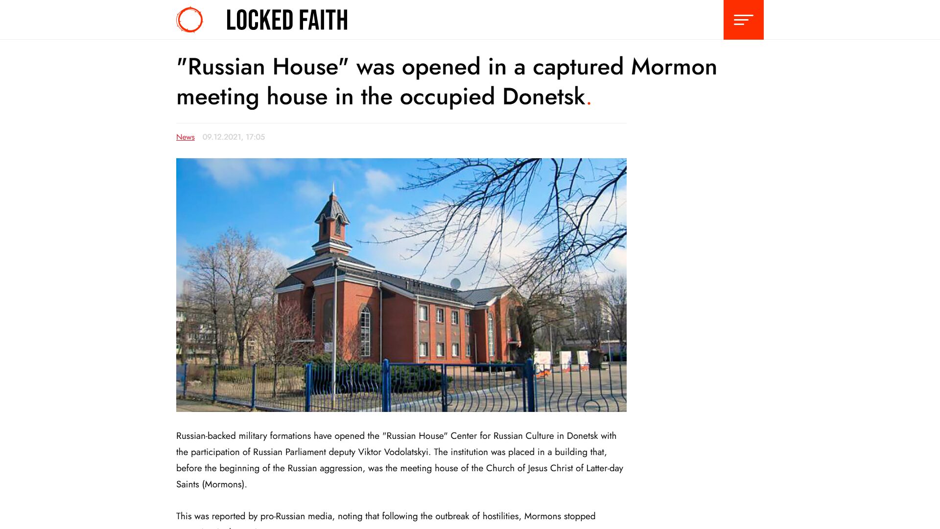 “Russian House” was opened in a captured Mormon meeting house in the occupied Donetsk | Locked Faith