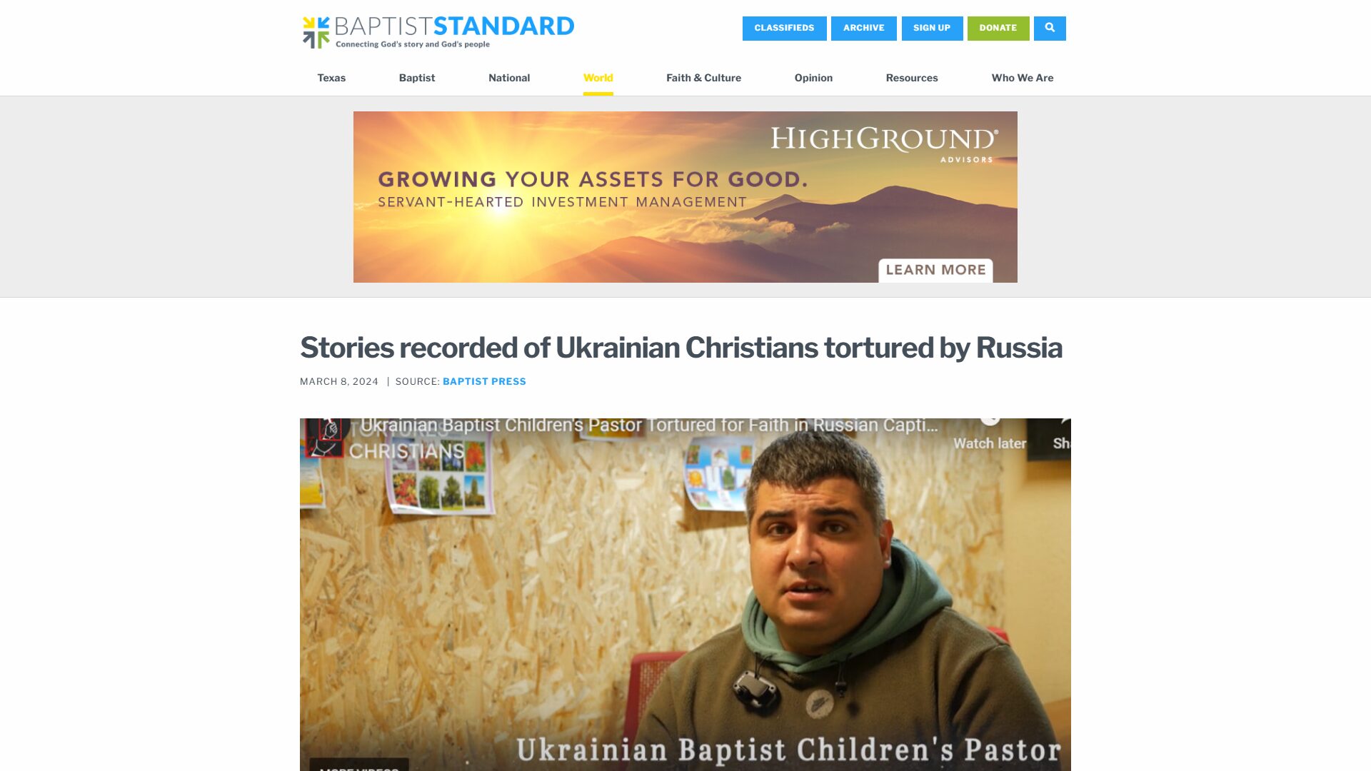 Stories recorded of Ukrainian Christians tortured by Russia