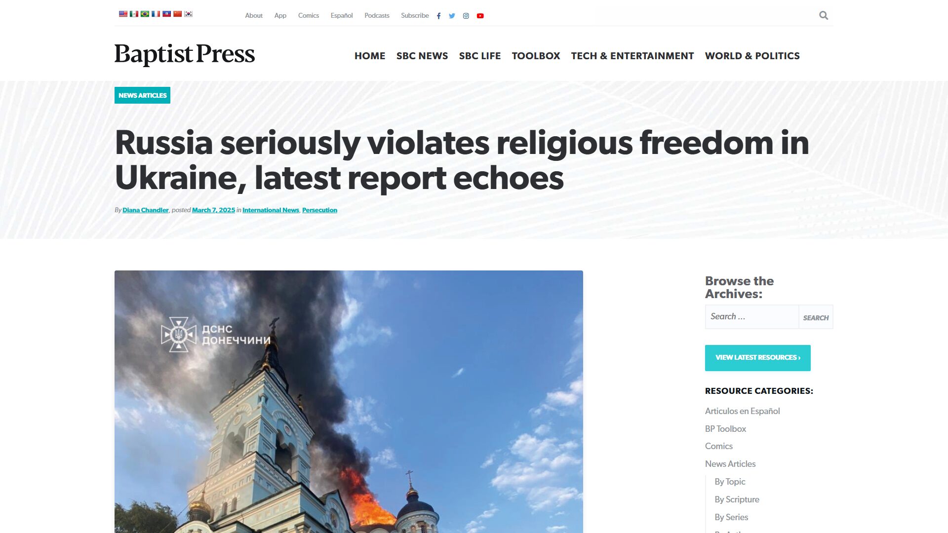 Russia seriously violates religious freedom in Ukraine, latest report echoes