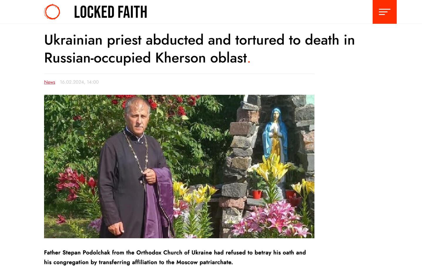 Ukrainian priest abducted and tortured to death in Russian-occupied Kherson oblast | Locked Faith
