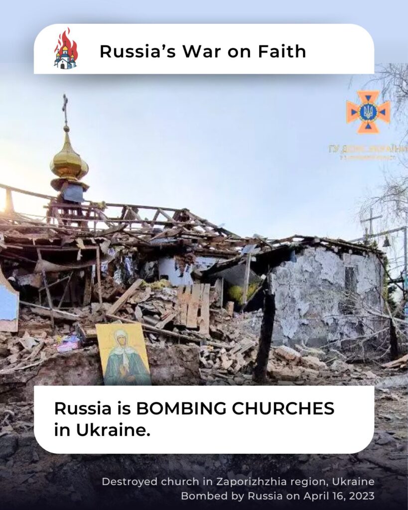 Russia is BOMBING CHURCHES in Ukraine. Destroyed church in Zaporizhzhia region, Ukraine Bombed by Russia on April 16, 2023