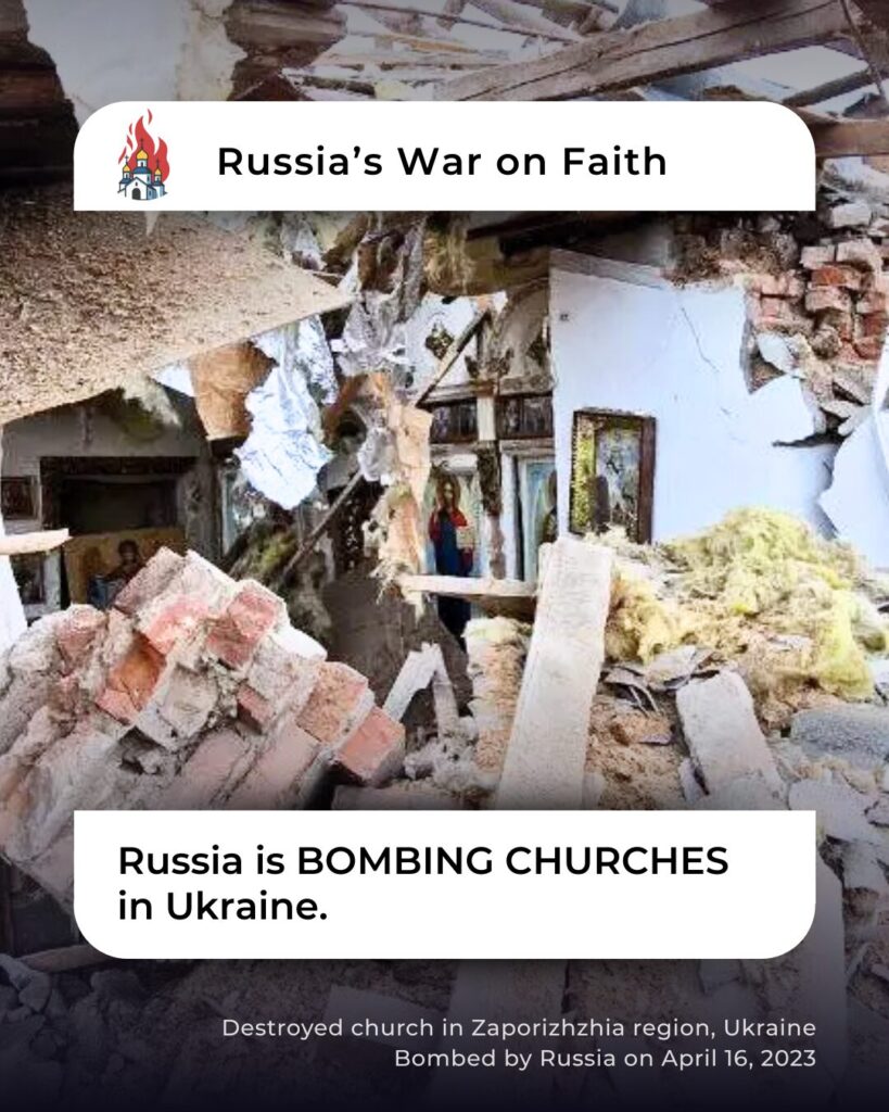 Russia is BOMBING CHURCHES in Ukraine. Destroyed church in Zaporizhzhia region, Ukraine Bombed by Russia on April 16, 2023