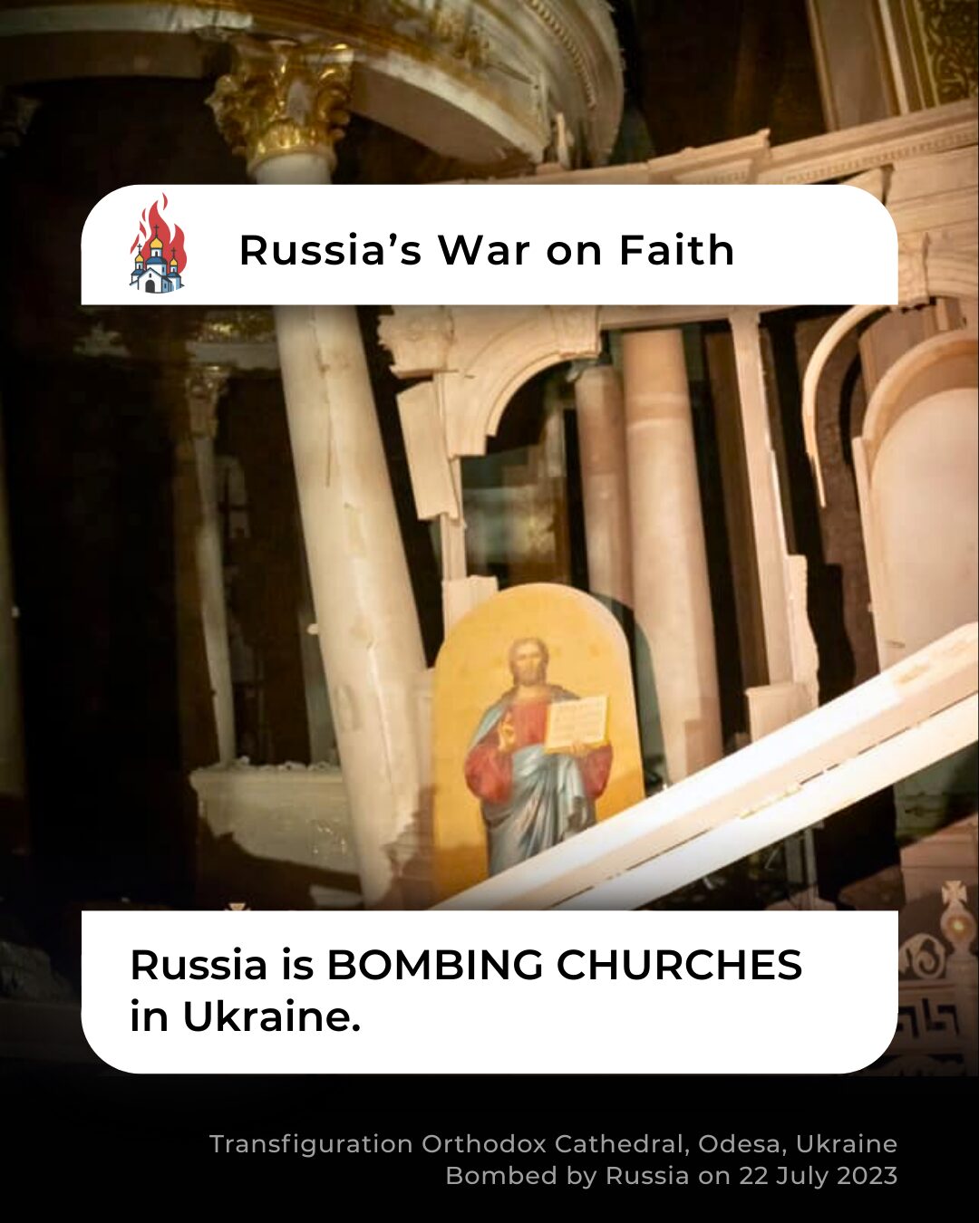 Russia is BOMBING CHURCHES in Ukraine. Transfiguration Orthodox Cathedral, Odesa, Ukraine Bombed by Russia on 22 July 2023